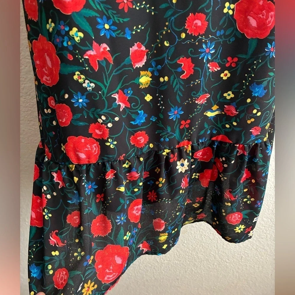 J. Crew Women’s Floral Printed Flutter Sleeveless Multicolor Keyhole Dress XS